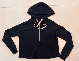 n:Philanthropy Waffle Knit Quarter-Zip Hoodie Black XS